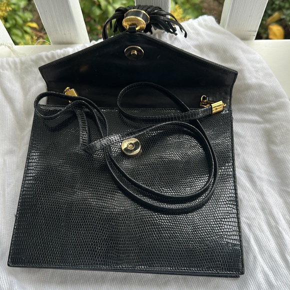 Authentic Black Siso Lizard Skin Skin Envelope Clutch bag. - Picture 6 of 6